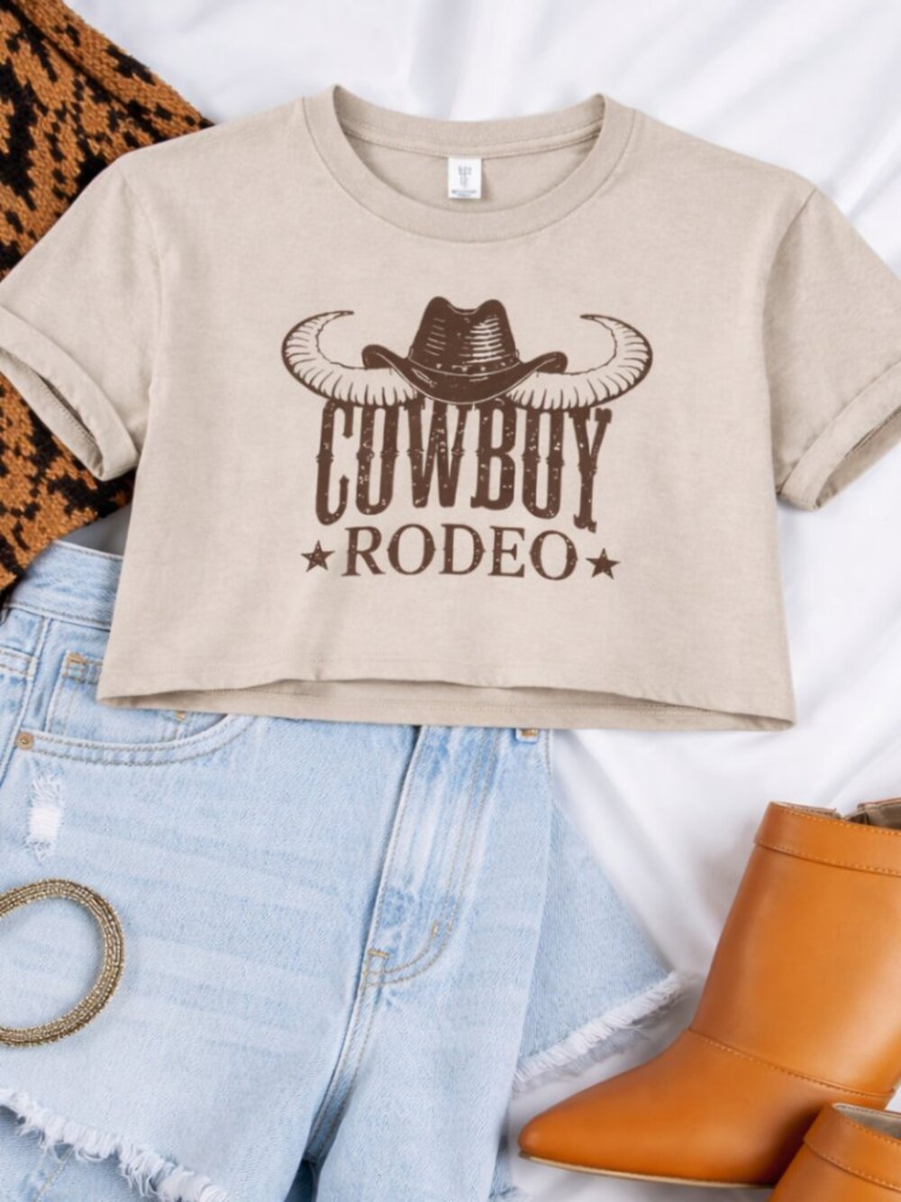 Cowboy Rodeo Cropped T-Shirt | Western Cowboy Crop Top | Rodeo Graphic Tee
